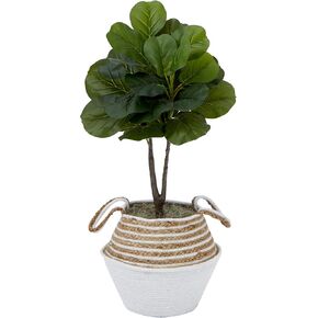 Nearly Natural 3ft. Artificial Fiddle Leaf Fig Tree with Handmade Cotton & Jute Woven Basket DIY Kit