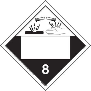 Class 8 Corrosive Placard, Blank 25-pk. - 10.75" x 10.75" Polycoated Tagboard for Temporary Applications - J. J. Keller & Associates - Complies with DOT Hazmat Placard Requirements