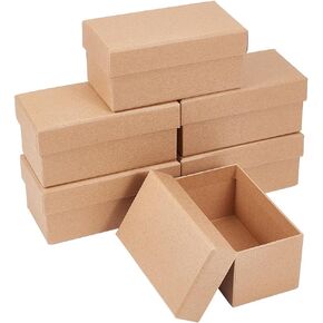 BENECREAT 6 Pack Kraft Paper Box, 5x2.75x2.3 Inch Jewelry Gift Boxes Cardboard Jewelry Boxes Kraft Case for Necklace Earring Storage, Wedding Christmas Party Favors