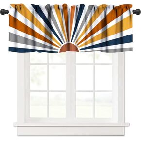 Boho Moon Phase Valance, Boho Mystic Celestial Sun Moon Star Magic Lunar Cycles Blackout Short Window Drape for Living Room Bedroom Kitchen 54x18inch