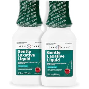 GeriCare Liquid Laxative for Constipation Relief - Maximum Strength Stool Softener with Magnesium Hydroxide, Fast Acting for Adults and Kids, Gentle on Stomach, Cherry Flavored, Stimulant Free (2)