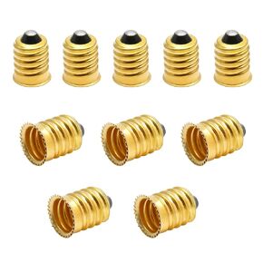 10 Pack E14 to E12 Adapter Converter, European to Candelabra Reducer, Pure Copper Light Adapter Socket Bulb Adapter, Golden Lamp Adapter