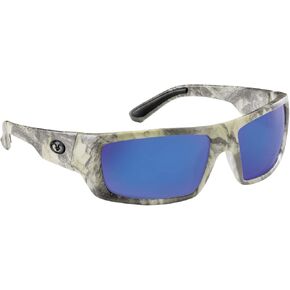 Flying Fisherman Sargasso Wrap Around Polarized Sunglasses, Matte Camo Frame/Smoke-Blue Mirror Lens, Medium