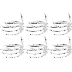 Luxshiny 6Pcs Halloween Napkin Rings Horror Skeleton Hand Napkin Holders Halloween Napkin Holder Metal Napkin Buckles for Halloween Party Wedding Banquet Table Decoration