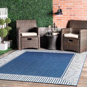 nuLOOM Asha Simple Border Indoor/Outdoor Rug, 5 x 8 Feet, Navy, Machine Made, Polypropylene, Medium Pile, Area Rug in Saudi Arabia