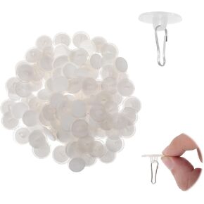 Lusofie 100 Pcs Self-Adhesive Ceiling Hooks Drop Ceiling Hooks for Hanging Sticky Hooks for Hanging No-Drill Hook for Hanging Birthday Wedding Festival Party Christams Decorations