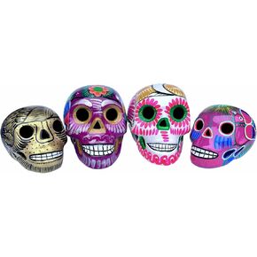 Ceramic Hand-Painted Skull, The Must-Have Compliment for Your Day of The Dead Altar or Ofrenda. (Medium: 3.5" Tall)