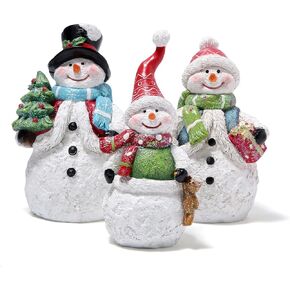 Hodao 3 PCS Christmas Snowman Family Decorations Xmas Snowman Family Figurines Winter Decor Handmade Snowman Figurines for Xmas Decor Gift - Christmas Party Home Snowman Decorations (Family)