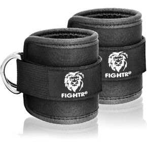 FIGHTR® Ankle Strap (Padded) - for Cable Machine - (2 Pieces) Leg Cuffs for Women and Men