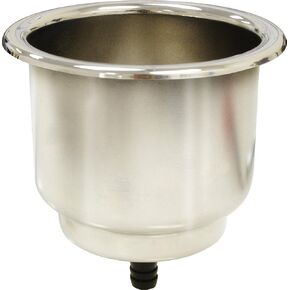 SeaSense Stainless Steel Recessed Cup Holder with Pad, Gasket, and Barb
