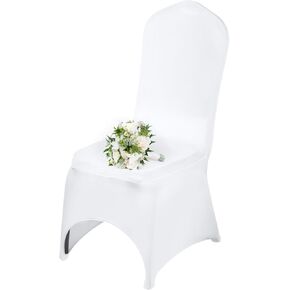 VEVOR 50 Pcs White Chair Covers Polyester Spandex Chair Cover Stretch Slipcovers for Wedding Party Dining Banquet Chair Decoration Covers