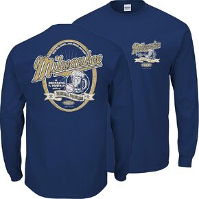 Smack Apparel Milwaukee Baseball Fans. A Drinking Town with A Baseball Problem Navy T-Shirt (Sm-5X)