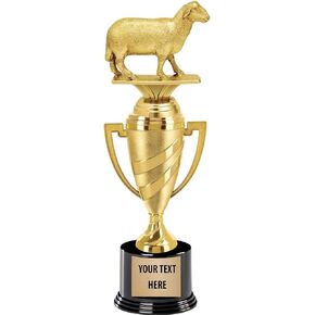 Crown Awards Sheep Trophies, 13" Gold Cup Sheep Trophies with Custom Engraving Prime