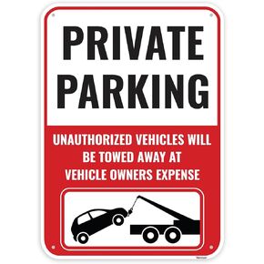 1PC Private Parking Sign, 14 x 10 Inches - Aluminum - Violators Will Be Towed