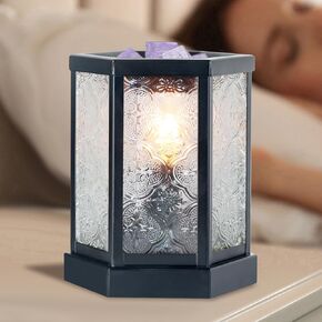 CVHOMEDECO. Moroccan Electric Wax Melt Warmer Decorative Candle Warmer Burner for Scented Candles, Wax Melts and Tarts to Freshen Room, Idea for Home and Office Decor., Hexagonal, Clear Glass