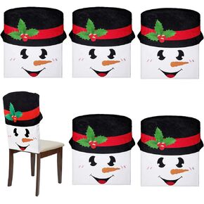 Demissle Christmas Chair Covers Santa Hat Chair Back Covers Snowman Dining Non Woven Decoration for Xmas Banquet Holiday Festival Home Kitchen Decor, 20.1 x 24.8 Inch (6)