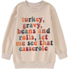 Boys Girls Thanksgiving Outfits Big Kids Turkey Letter Printed Sweatshirt Casual Crewneck Pullover Long Sleeve Top