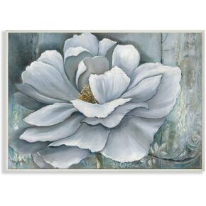 Stupell Industries Blue Flower Bloom Painting, Design by Heinz Scholnhammer Wall Art, 16x20, Grey Framed
