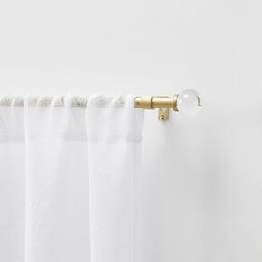 Martha Stewart Beaufort Cafe Windows 86 inches Adjustable Length 5/8 inch Diameter Metal Curtain Rod with Round Finials, 48" to 86", Gold