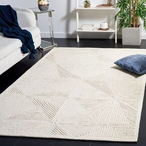 Safavieh Textural Collection Area Rug - 6' x 9', Ivory, Handmade Wool, Ideal for High Traffic Areas in Living Room, Bedroom, Dining (TXT103A-6)
