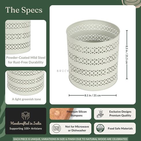 Ivory Mint Waste Basket in Metal | Trash Bin | Dustbin | Open Top Garbage Can for Bedroom, Living Room, Office, Study Room (8 x 8 x 8.5 Inch) Medium, White in Saudi Arabia
