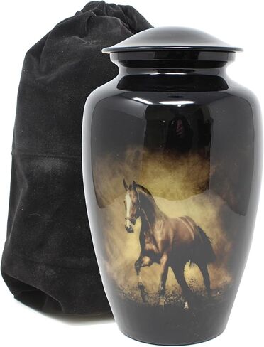 Horse on Black Background Cremation Urns for Men and Women Human Ashes - Adult Large Urn in Saudi Arabia