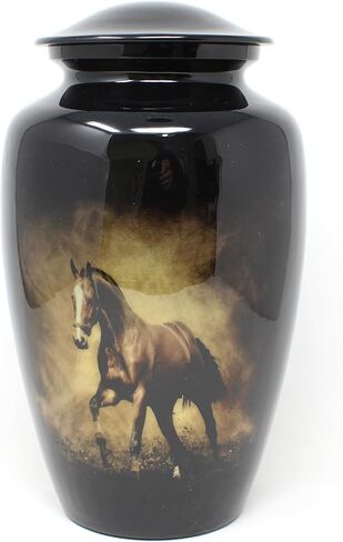 Horse on Black Background Cremation Urns for Men and Women Human Ashes - Adult Large Urn in Saudi Arabia