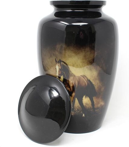Horse on Black Background Cremation Urns for Men and Women Human Ashes - Adult Large Urn in Saudi Arabia