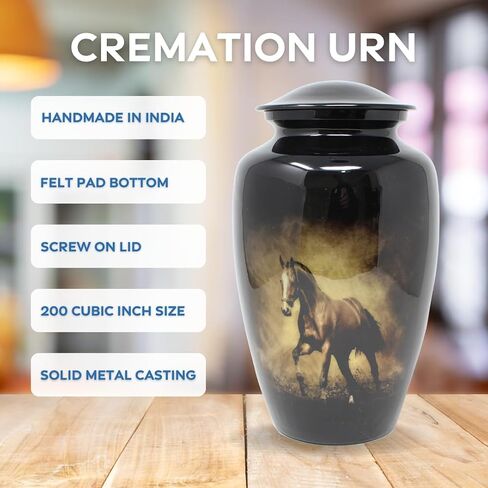 Horse on Black Background Cremation Urns for Men and Women Human Ashes - Adult Large Urn in Saudi Arabia