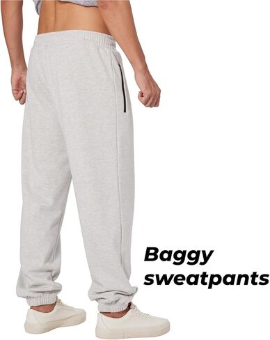 بريسيرا فضفاض Sweatpants الرجال الصوف ركض عرق سراويل للجري واسعة فضفاضة رياضية تجريب المسار شتاء دافئ سستة جيوب in Saudi Arabia