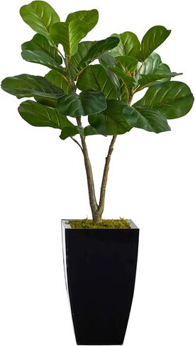 Nearly Natural 3ft. Fiddle Leaf Fig Artificial Tree in Black Metal Planter in Saudi Arabia