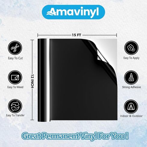 Black & White 12"×15FT Permanent Vinyl,Black & White Adhesive Vinyl for All Cutting Machine Cutters,2 Rolls Black & White Vinyl,Impervious Cup Sticker DIY Craft Decor in Saudi Arabia
