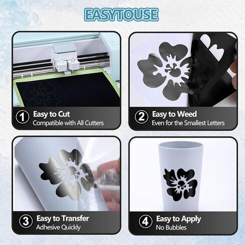 Black & White 12"×15FT Permanent Vinyl,Black & White Adhesive Vinyl for All Cutting Machine Cutters,2 Rolls Black & White Vinyl,Impervious Cup Sticker DIY Craft Decor in Saudi Arabia