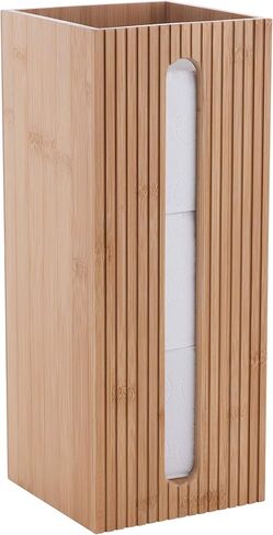 Bath Bliss Natural Bamboo Collection, Bowl, Matching Accessories to Decorate Your Bathroom, Round Tall Toilet Brush in Saudi Arabia