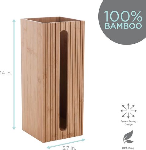 Bath Bliss Natural Bamboo Collection, Bowl, Matching Accessories to Decorate Your Bathroom, Round Tall Toilet Brush in Saudi Arabia