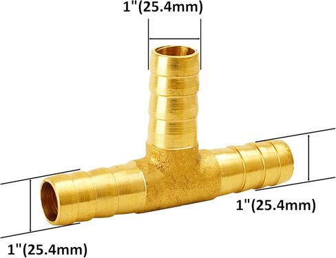 5/32" Brass Barb Tee Fittings T-Shaped 3 Ways Union Hose Barb Pipe Fitting for Water/Fuel/Air (Pack of 2) in Kuwait