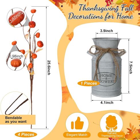 Umigy الخريف زهرة اصطناعية التوت ينبع مع مزهرية عيد الشكر الجدول المركزية ترتيبات الزهور فروع ريفي يختار لحصاد الخريف عيد الميلاد مزرعة المنزل ديكور المكتب الداخلي (اليقطين) in Saudi Arabia