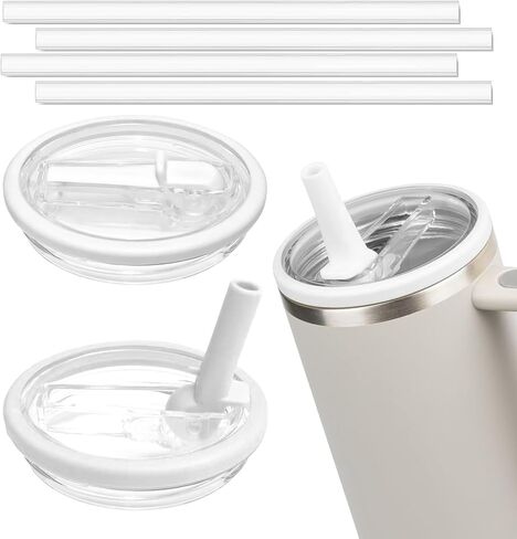 40 OZ Tumbler Flip Straw Lid Replacement Fit for Stanley Quencher Tumbler, Spill Proof and Leak Resistant, 2 PCS Tumbler Lids Fit for Stanley Cup(White) in Saudi Arabia