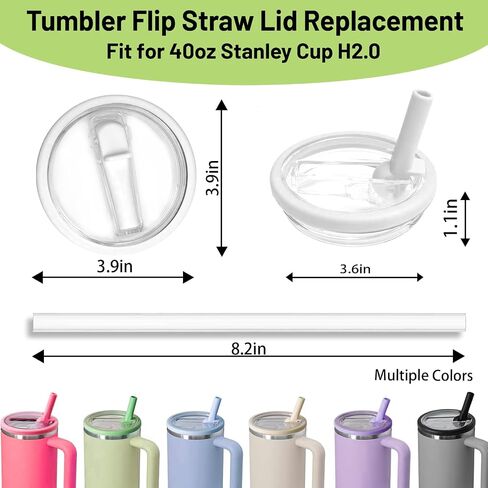 40 OZ Tumbler Flip Straw Lid Replacement Fit for Stanley Quencher Tumbler, Spill Proof and Leak Resistant, 2 PCS Tumbler Lids Fit for Stanley Cup(White) in Saudi Arabia