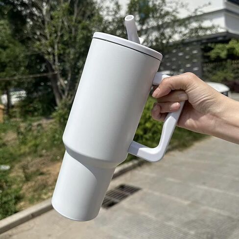 40 OZ Tumbler Flip Straw Lid Replacement Fit for Stanley Quencher Tumbler, Spill Proof and Leak Resistant, 2 PCS Tumbler Lids Fit for Stanley Cup(White) in Saudi Arabia