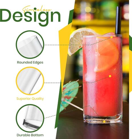 8 Pack Premium Quality Clear Plastic Tumblers - Each 16 Ounce Drinking Glasses - Reusable & BPA-Free Plastic Drinking Cups For Water, Juice & Other Drinks in Saudi Arabia
