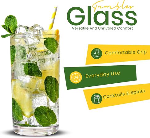 8 Pack Premium Quality Clear Plastic Tumblers - Each 16 Ounce Drinking Glasses - Reusable & BPA-Free Plastic Drinking Cups For Water, Juice & Other Drinks in Saudi Arabia