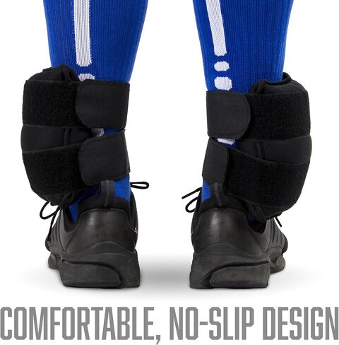 أوزان الكاحل من كراون سبورتنج جودز، زوج واحد - معدات القوة والقلب واللياقة البدنية وإعادة التأهيل مع حزام قابل للتعديل وحقيبة تخزين (4 رطل) in Kuwait