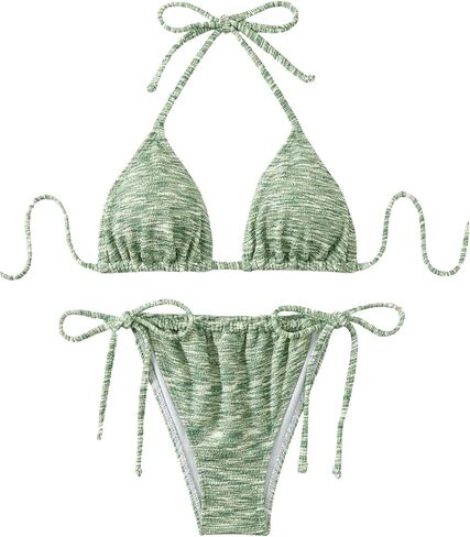 Women's Two Piece Bathing Suit Backless Halter Triangle Swimsuit Tie Side String Bikini Sets in Saudi Arabia