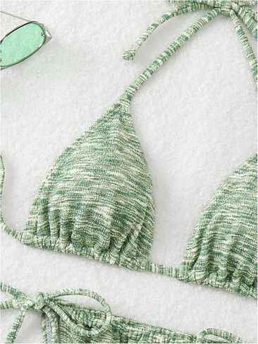 Women's Two Piece Bathing Suit Backless Halter Triangle Swimsuit Tie Side String Bikini Sets in Saudi Arabia