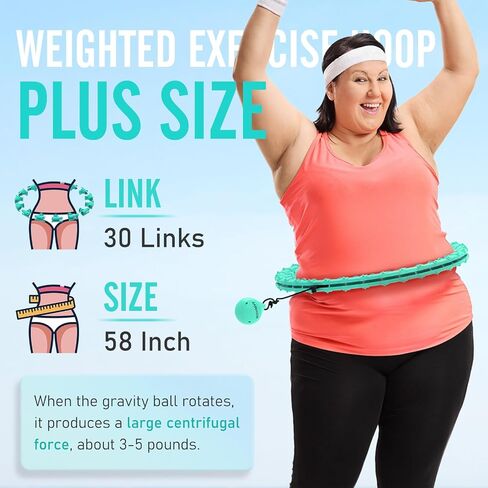 Weighted Hula Circle Hoops for Adults Weight Loss, Infinity Fit Hoop Plus Size, 30 Detachable Links, Exercise Hoop for Women and Beginners in Kuwait