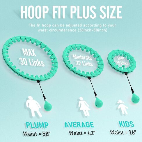 Weighted Hula Circle Hoops for Adults Weight Loss, Infinity Fit Hoop Plus Size, 30 Detachable Links, Exercise Hoop for Women and Beginners in Kuwait