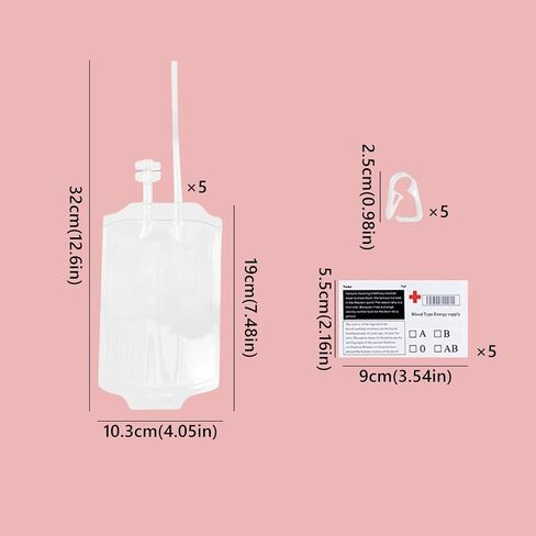 أكياس دم دوهيا للهالوين للمشروبات، حاوية طاقة قابلة لإعادة الاستخدام، كيس عصير، أكياس الدم IV لدعائم حفلات مصاصي الدماء الزومبي ST1-WSJXD in Saudi Arabia