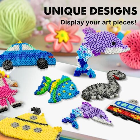 FUNZBO 20 Pieces 5mm Fuse Beads Pegboards - Animal Shape Pegboards for Arts and Crafts Projects with Keychains, Hang Ropes and Beads Tweezers, Fuse Beads Gift Set in Saudi Arabia