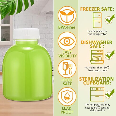 Thyle 100 Pcs Mini Plastic Juice Bottles with Caps for Juicing Small Clear Containers for Mini Fridge Reusable Drink Bottles PET Empty Water Bottles with Lids for Smoothies Beverages (White,12 oz) in Saudi Arabia